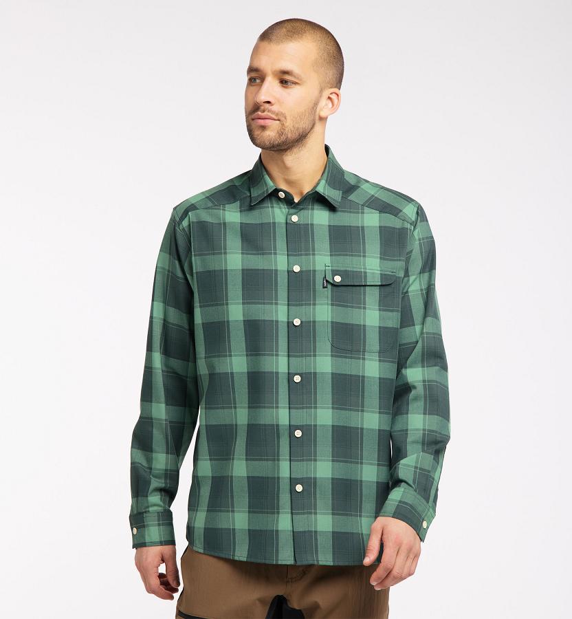 Haglöfs Mens Tarn Flannell Shirts Dark Green New Zealand 29576ALFY